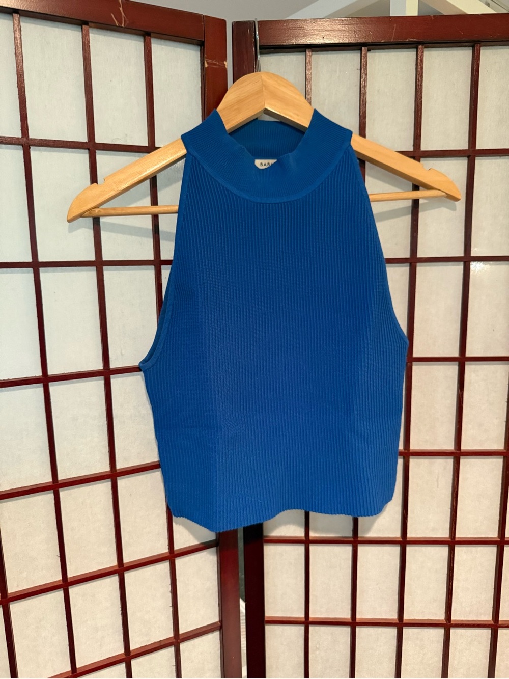Aritzia Babaton Sculpt Knit High Neck Cropped Tank - Cobalt Blue Size M